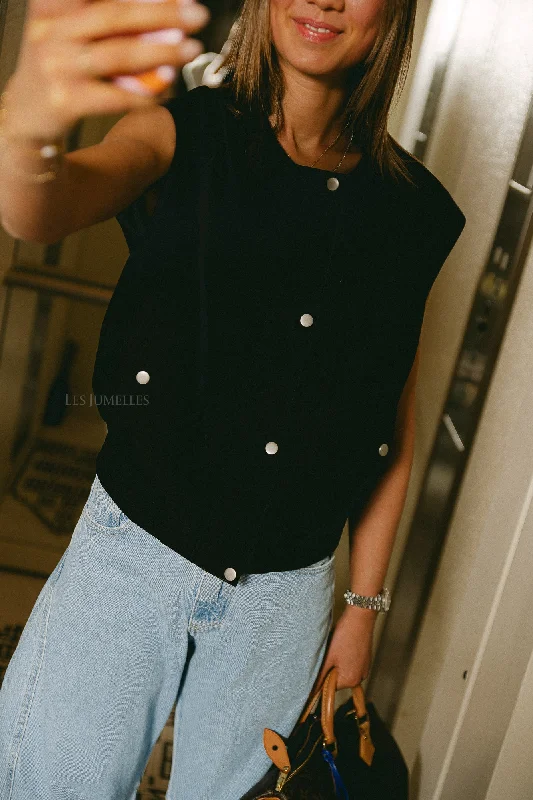 VILiva O-neck SL vest black beauty Refined Women's 