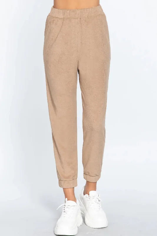 Terry Towelling Long Jogger Pants Sophisticated Women's Tailored