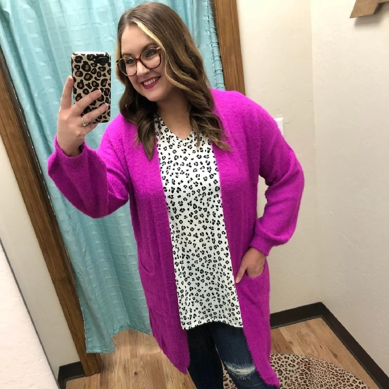 Maggie Magenta Cozy Cardigan Country