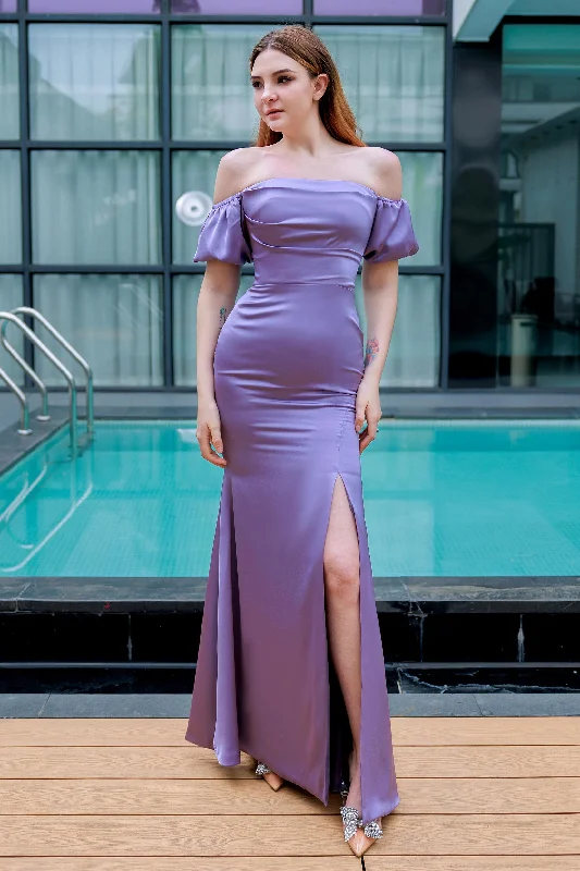Sheath-Column Floor Length Luxe Satin Bridesmaid Dress CB0712 Polished Women's Silk