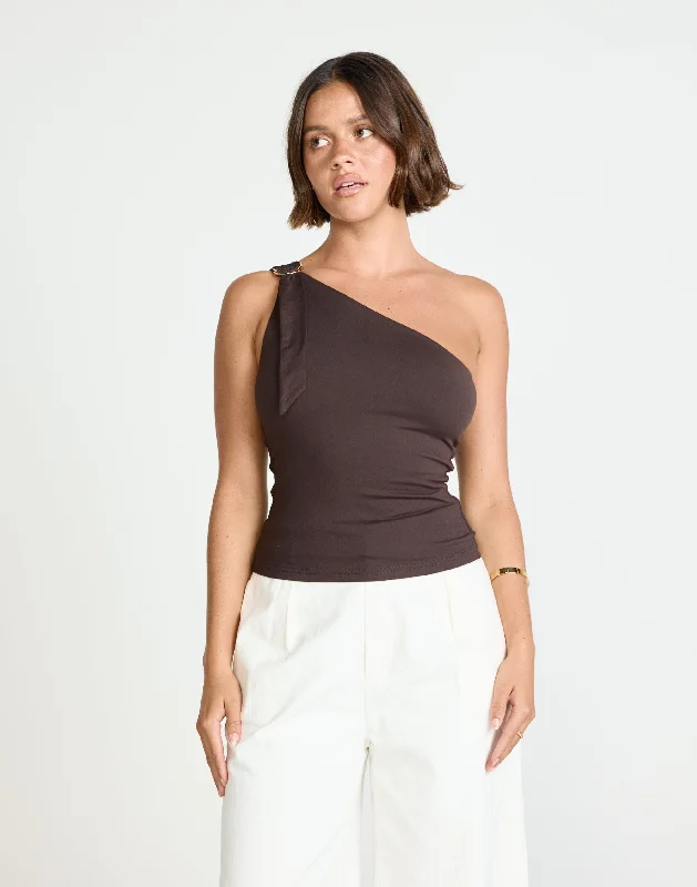 Zuelia Top (Chocolate) Sophisticated Women's Tailored