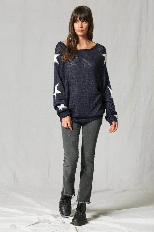 Knit Top w/ Star Details Dynamic Women's Moto