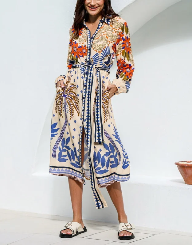 Seychelles Midi Shirt Dress - Tropical Print Rugged Women's Outdoor 