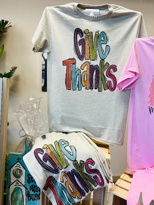 Give Thanks Graphic Tee Refined Women's Hand - crafted