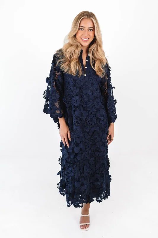 The Seraphina Midi Dress - Navy Classic Women's Tweed