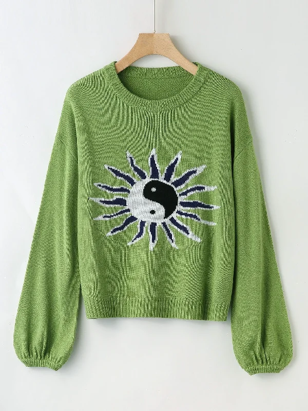 Casual Graphic Long Sleeve Round Neck Regular Women Sweater Luxurious Women's High -  end