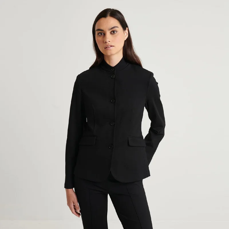 Patrick Assaraf Ponte Collarless Single Breasted Blazer - Black