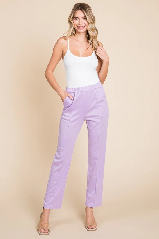 Pin Tuck Detail Slim Pants Sporty Women's Athleisure 