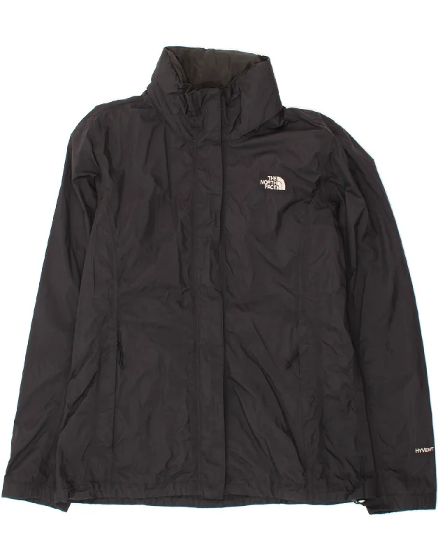 THE NORTH FACE Womens Rain Jacket UK 18 XL Black Nylon Artistic Women's Hand - painted