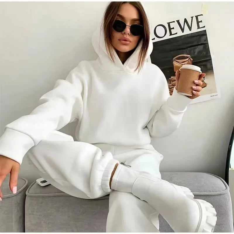 Autumn Winter Two Piece Sets Oversized Suit Trouser Sweatshirt Sportswear Hoody Edgy Women's Punk