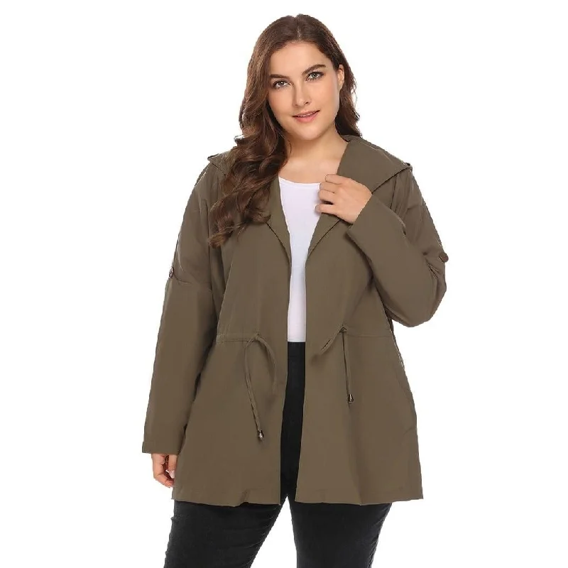 ANALUKE Slim Waist Large Waterproof Lightweight Trench Coat Trendy Women's Oversized