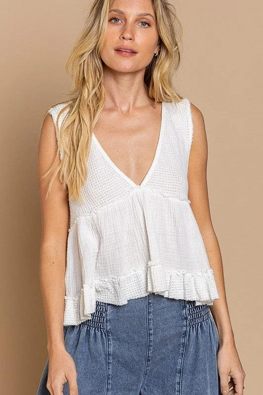 Sleeveless V-neck Mini Babydoll Tank Top Compression