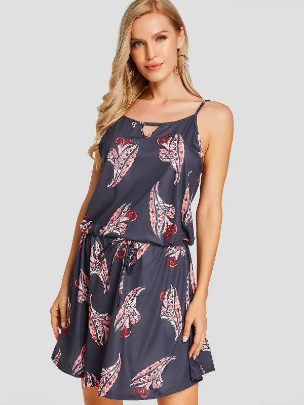 Wholesale Scoop Neck Sleeveless Self-Tie Mini Dress Compression