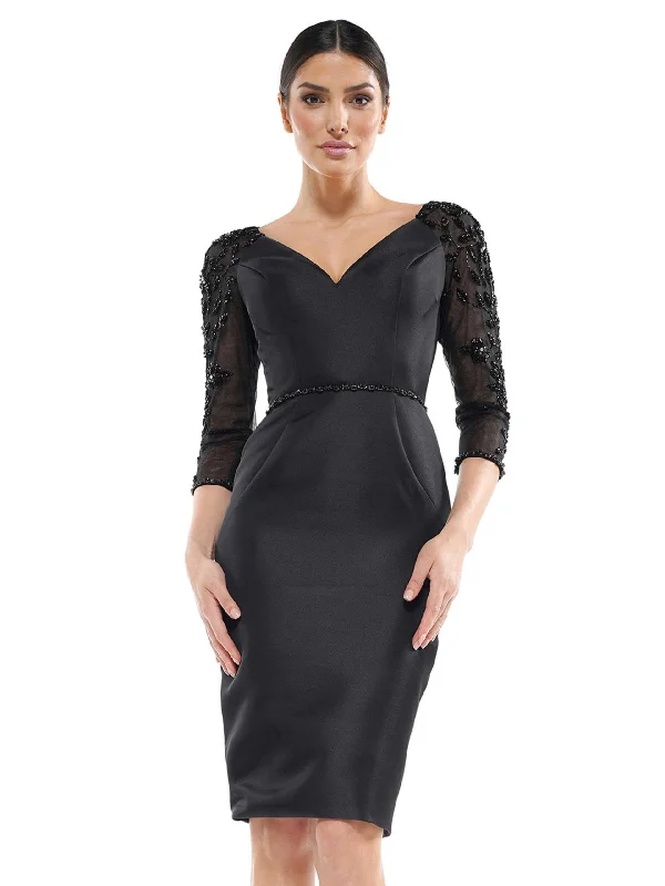 Marsoni by Colors - MV1061 V-Neck Illusion Cocktail Dress Trendy Women's 