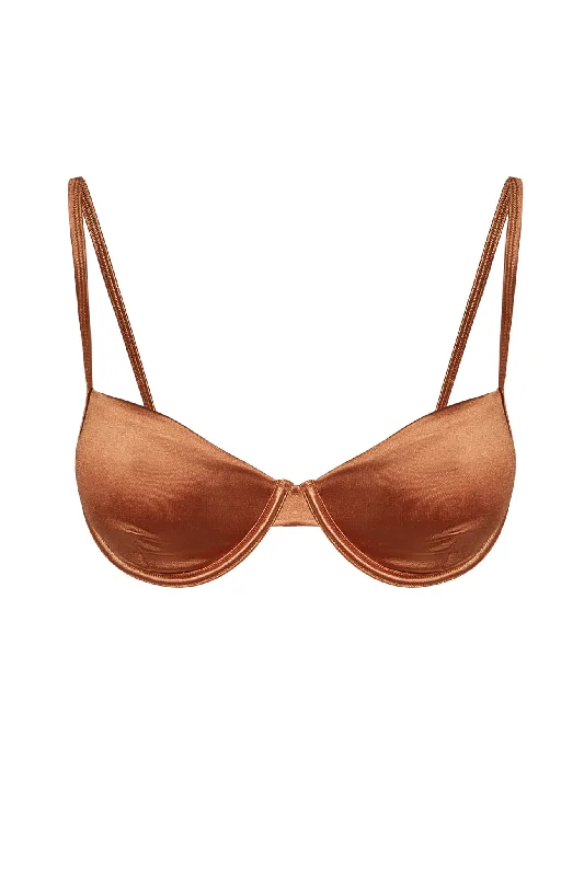 Capri Top - Bronze Shiny Jersey performance