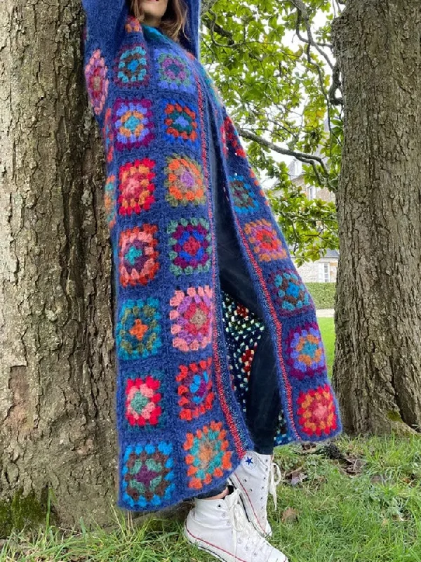 Long Rainbow Crochet Cardigan Vacation