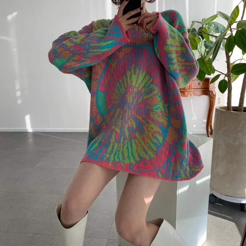 Oversized Tie Dye Sweater Compression