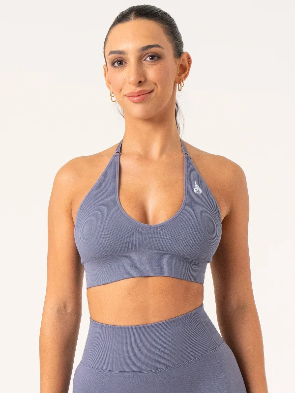 Lift Rib Seamless Halter Sports Bra - Slate Blue purpose