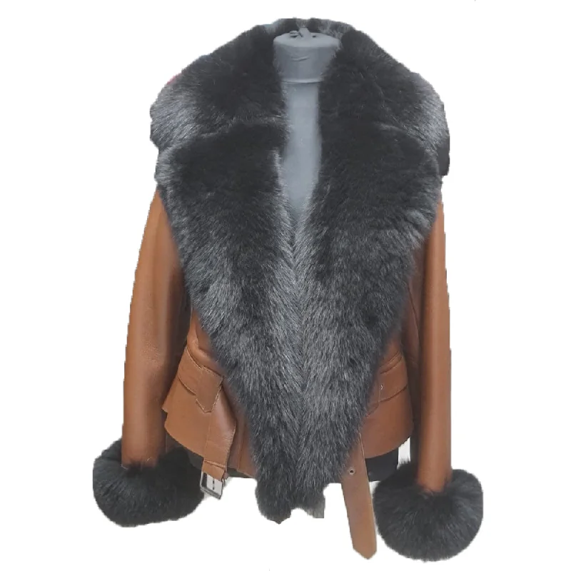 Katherine Tan shearling jacket with large fox fur Hip Women's Urban