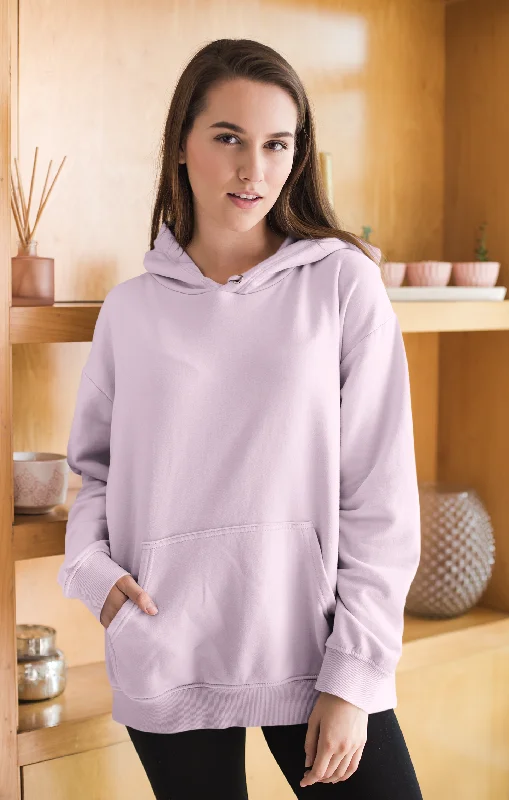 Basic Light Baby Pink Winter Hoodies Elegant Women's 