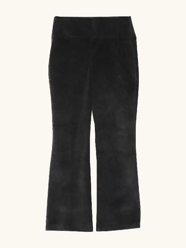 Crop Flare Corduroy in Black Trendy Women's 