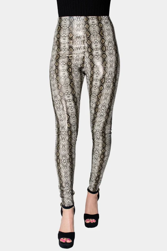 Mila Patent Vegan Leather Legging - Black Snake Sophisticated Women's Tailored