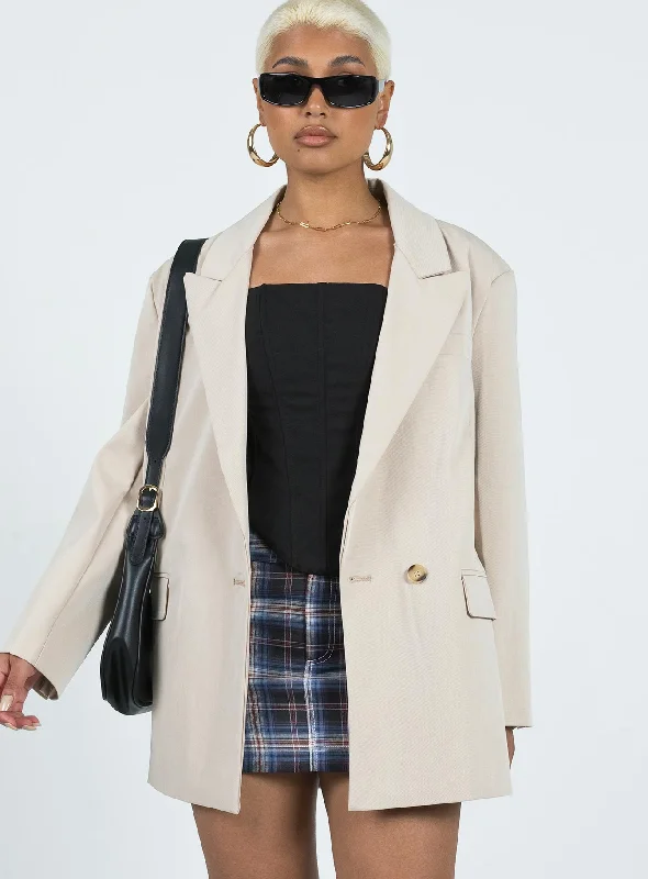 Codi Oversized Blazer Beige Refined Women's Classic 