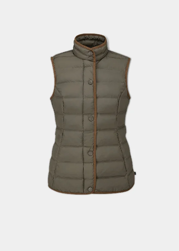 Calsall Ladies Quilted Gilet In Olive - Regular Fit Bohemian Women's Free