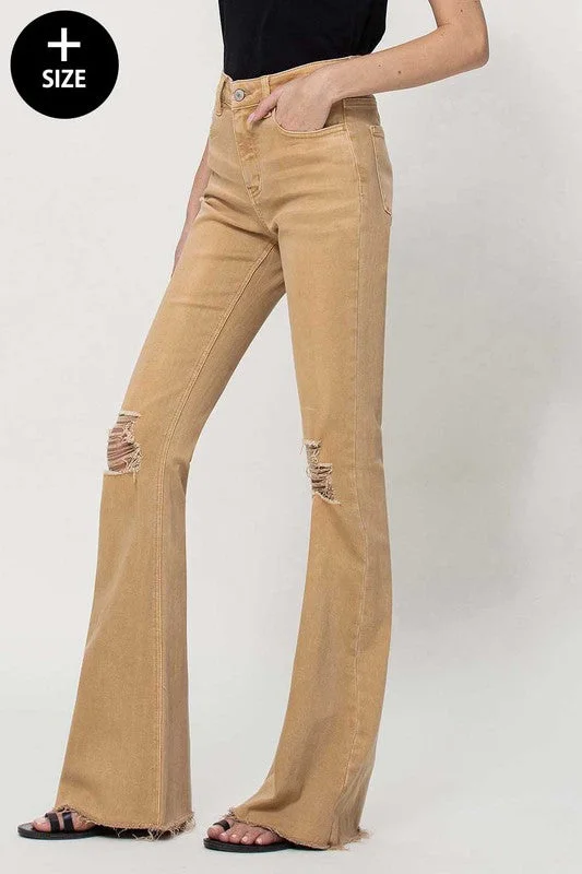 Plus Size High Rise Flare Jeans British Gentlewoman Style