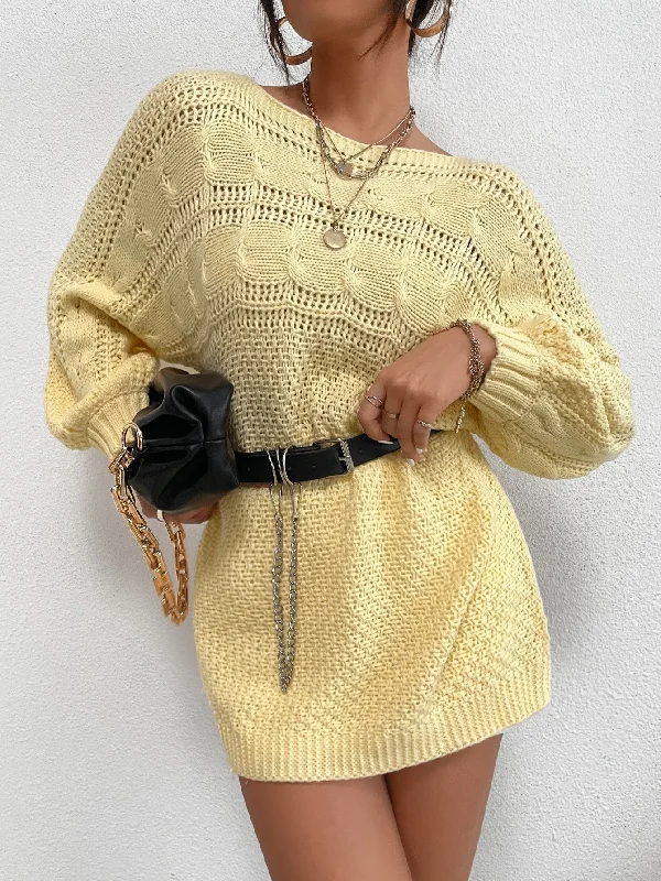 Casual Plain Long Sleeve Round Neck Long Women Sweater Streetwear Style for 