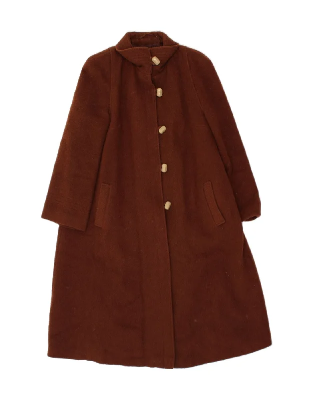 VINTAGE Womens Overcoat IT 46 Large Brown New Wool Relaxed Women's Beachy
