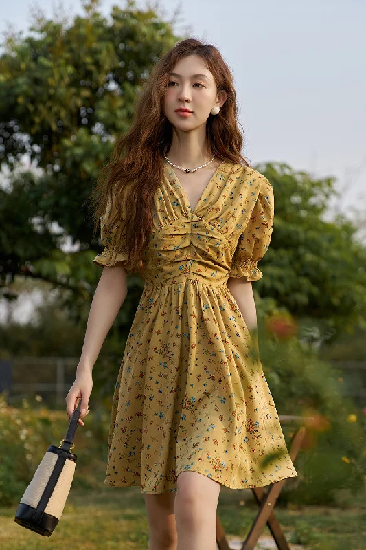 A-line Floral Midi Dress for Women