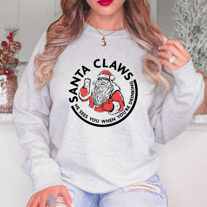 Funny Holiday Drinking Crewneck Sweatshirt Christmas Season Hoodie *UNISEX FIT* Polished Women's Silk