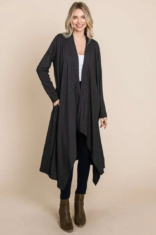 Culture Code Open Front Longline Cover Up with Pockets Athletic Women's 