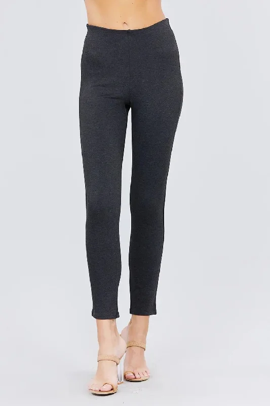 Waist Elastic Band Ponte Pants Classic Women's Tweed
