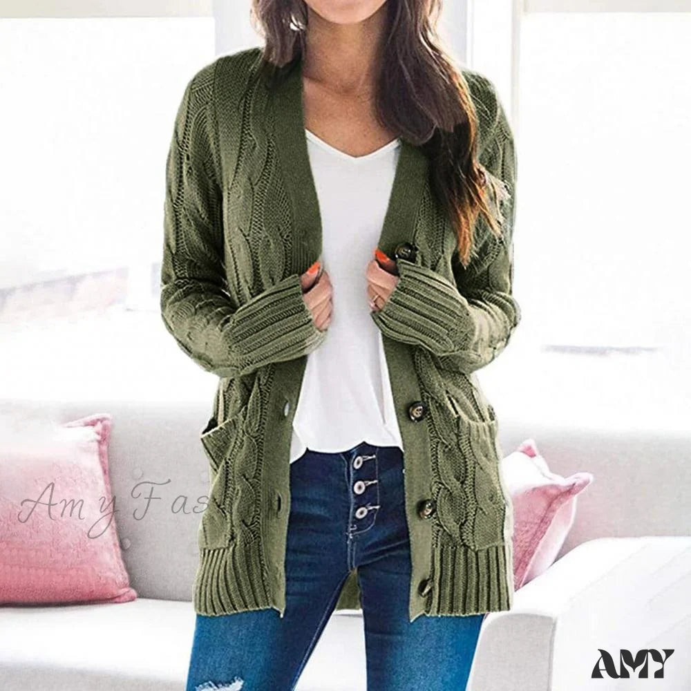 Amy Fashion - Women Knitted Cardigan Pockets Button Sweater Coat Dynamic Women's High - energy Amy Fashion - Women Knitted Cardigan Pockets Button Sweater Coat Dynamic Women's High - energy
