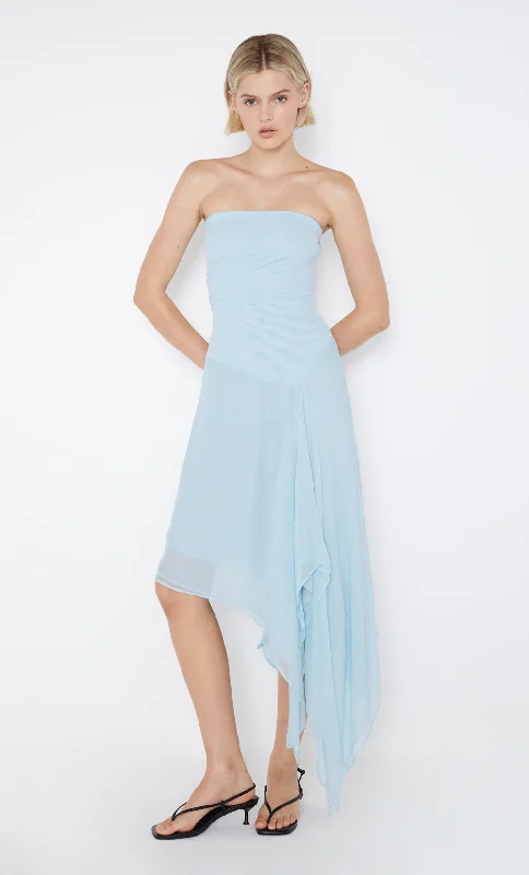 ELZETTE STRAPLESS MIDI DRESS - DOLPHIN BLUE