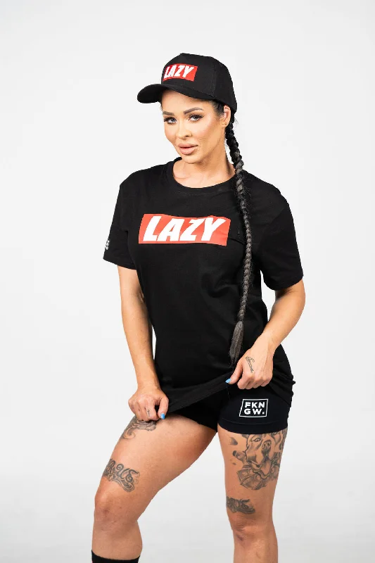 LAZY | Women's Gym T-Shirt | Black Contemporary 