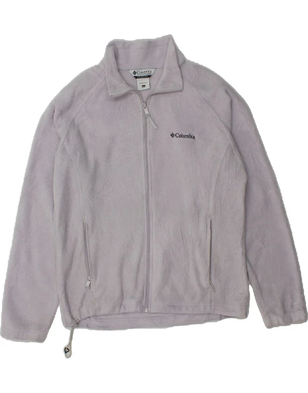 COLUMBIA Womens Fleece Jacket UK 16 Large Grey Polyester Sleek Women's Metallic