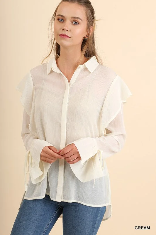 Transparent Button Up Blouse Refined Women's 