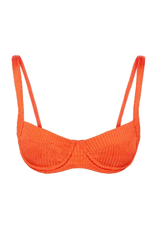 Sorrento Top - Papaya Wide Rib Dynamic Women's Moto
