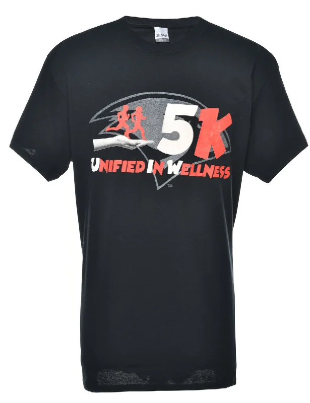 Black Printed T-shirt - XL Athletic Women's High - 