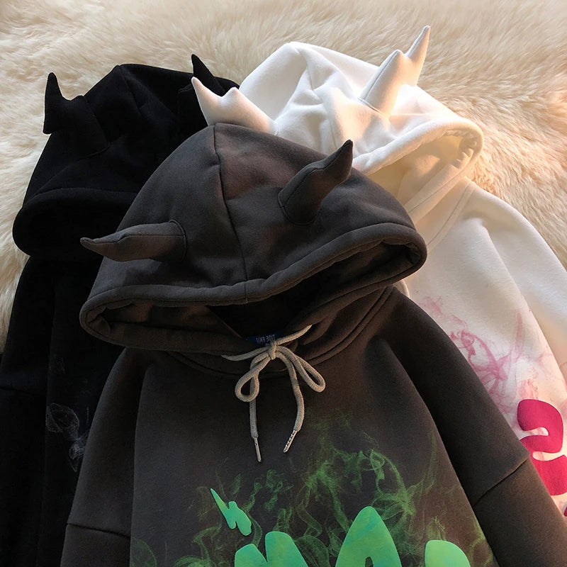 Aesthetic Grunge Oversized Angel Ears Hoodie garde