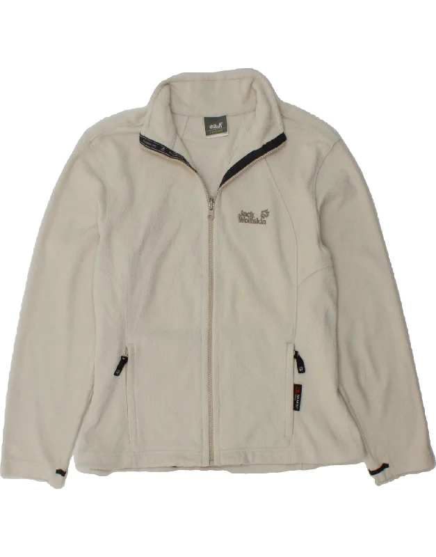 JACK WOLFSKIN Womens Fleece Jacket UK 16 Large White Polyester Preppy Women's College