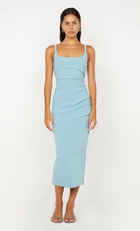 KARINA TUCK MIDI DRESS - SEA SPRAY