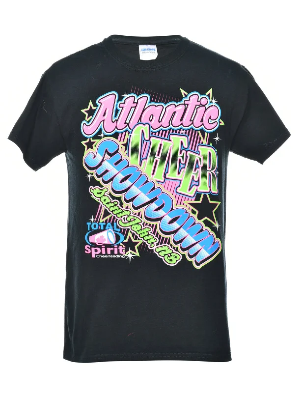 Black Printed T-shirt - S Practical Women's Quick - dry