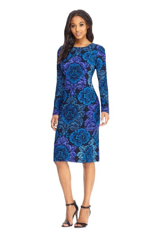 Maggy London - GSF03M Long Sleeve Floral Print Crepe Dress Practical Women's Quick - dry