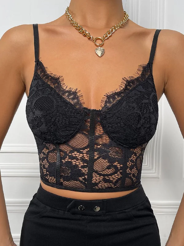Sexy Plain Spaghetti Strap Crop Women Tank Top & Cami Elegant Women's Formal 