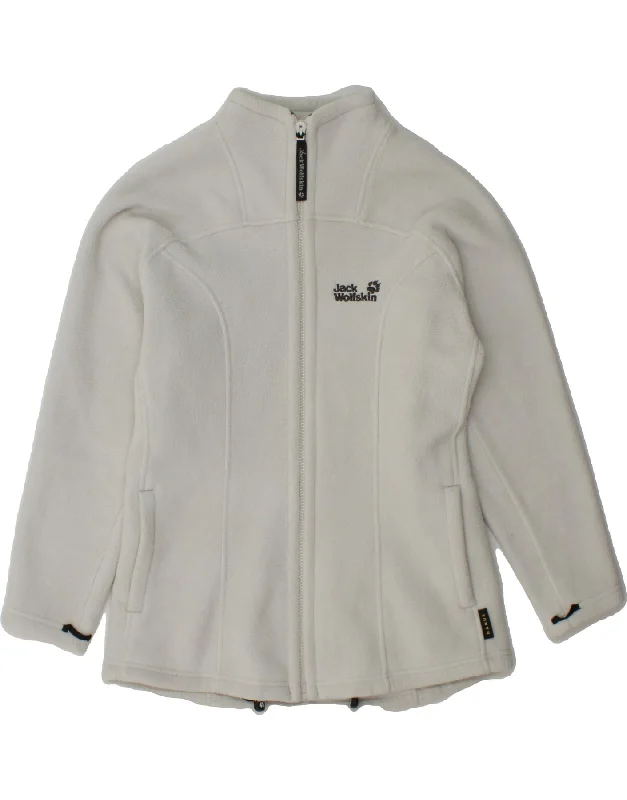 JACK WOLFSKIN Womens Graphic Fleece Jacket UK 8 Small White Polyester Classic Women's Pin - striped