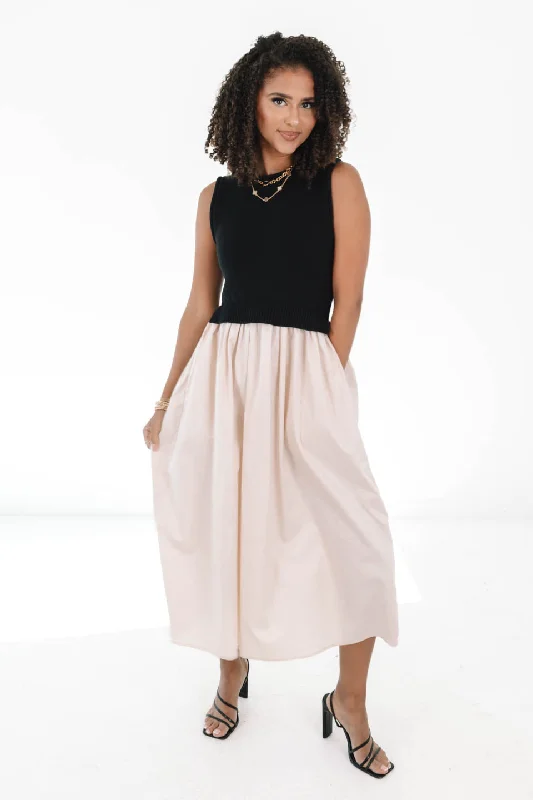 Light Layers Midi Dress - Black Bold Women's Statement
